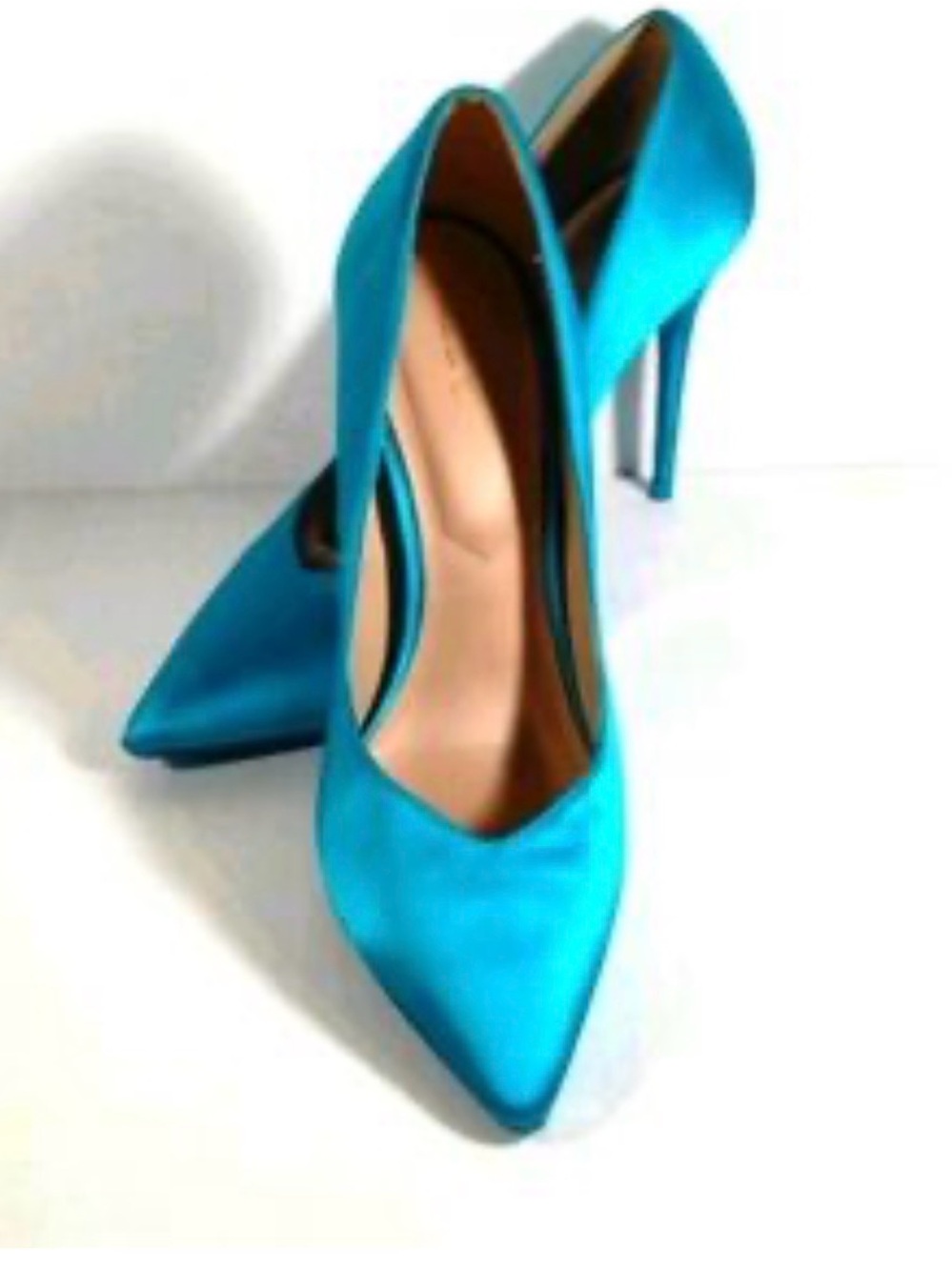 Aldo Turquoise Satin Pointed-Toe Stiletto Pumps, Sz 8